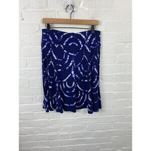 Dressbarn Women's Tie Dye Elastic Waist Midi Flare Skirt Blue Size Small